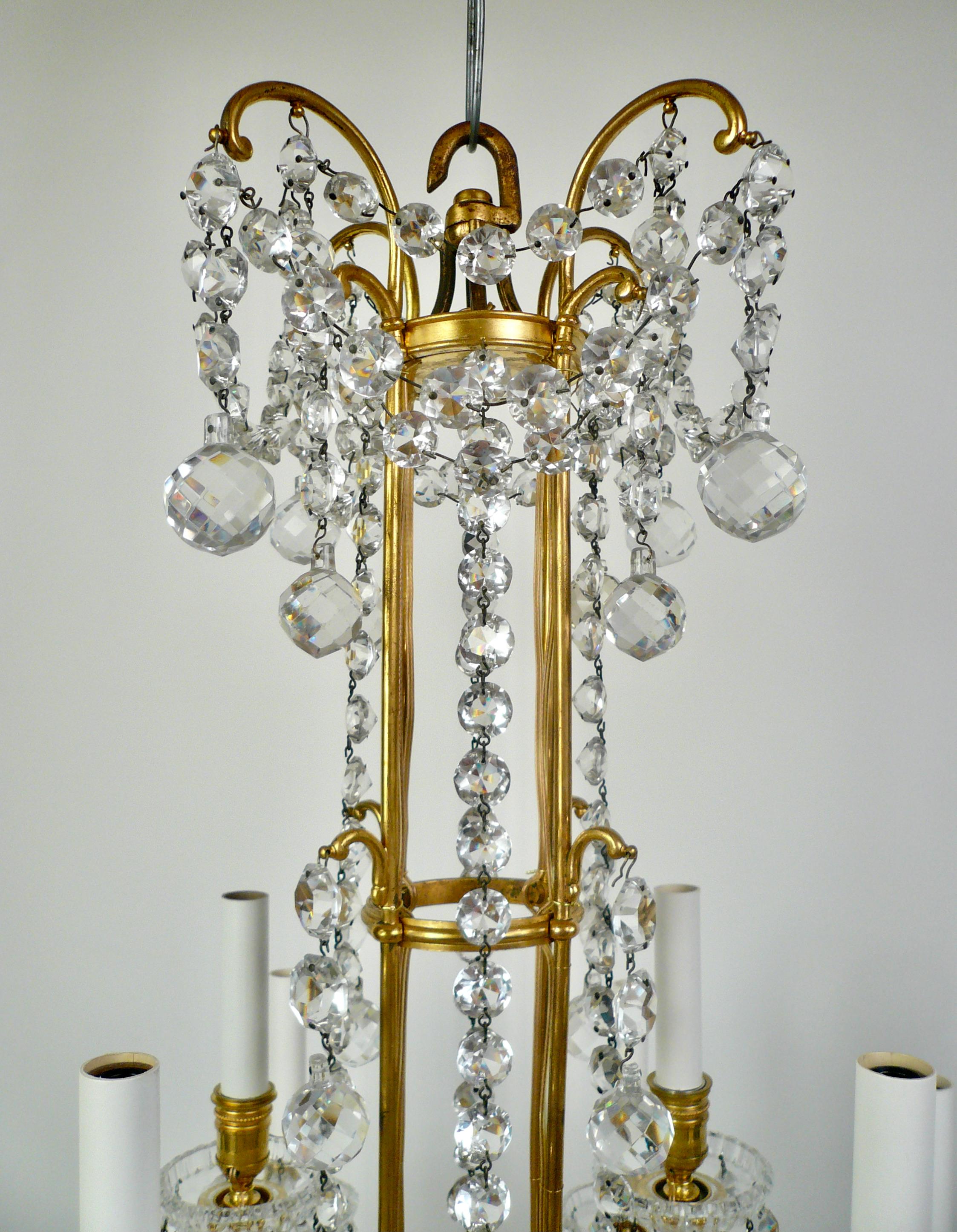 Signed Baccarat Gilt Bronze and Crystal 12 Light Chandelier, circa 1890 For Sale 5