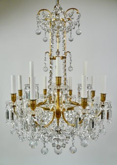 Signed Baccarat Gilt Bronze and Crystal 12 Light Chandelier, circa 1890