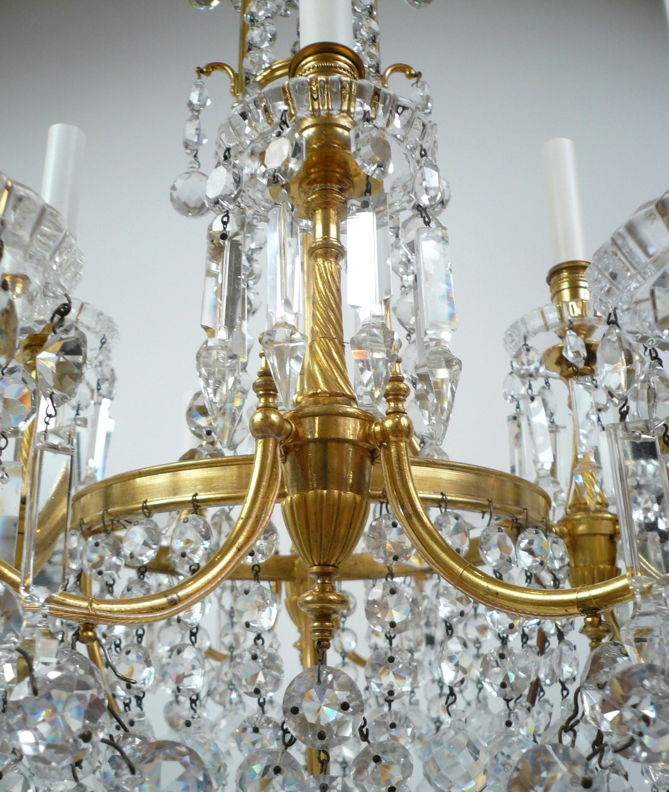 Belle Époque Signed Baccarat Gilt Bronze and Crystal 12 Light Chandelier, circa 1890 For Sale