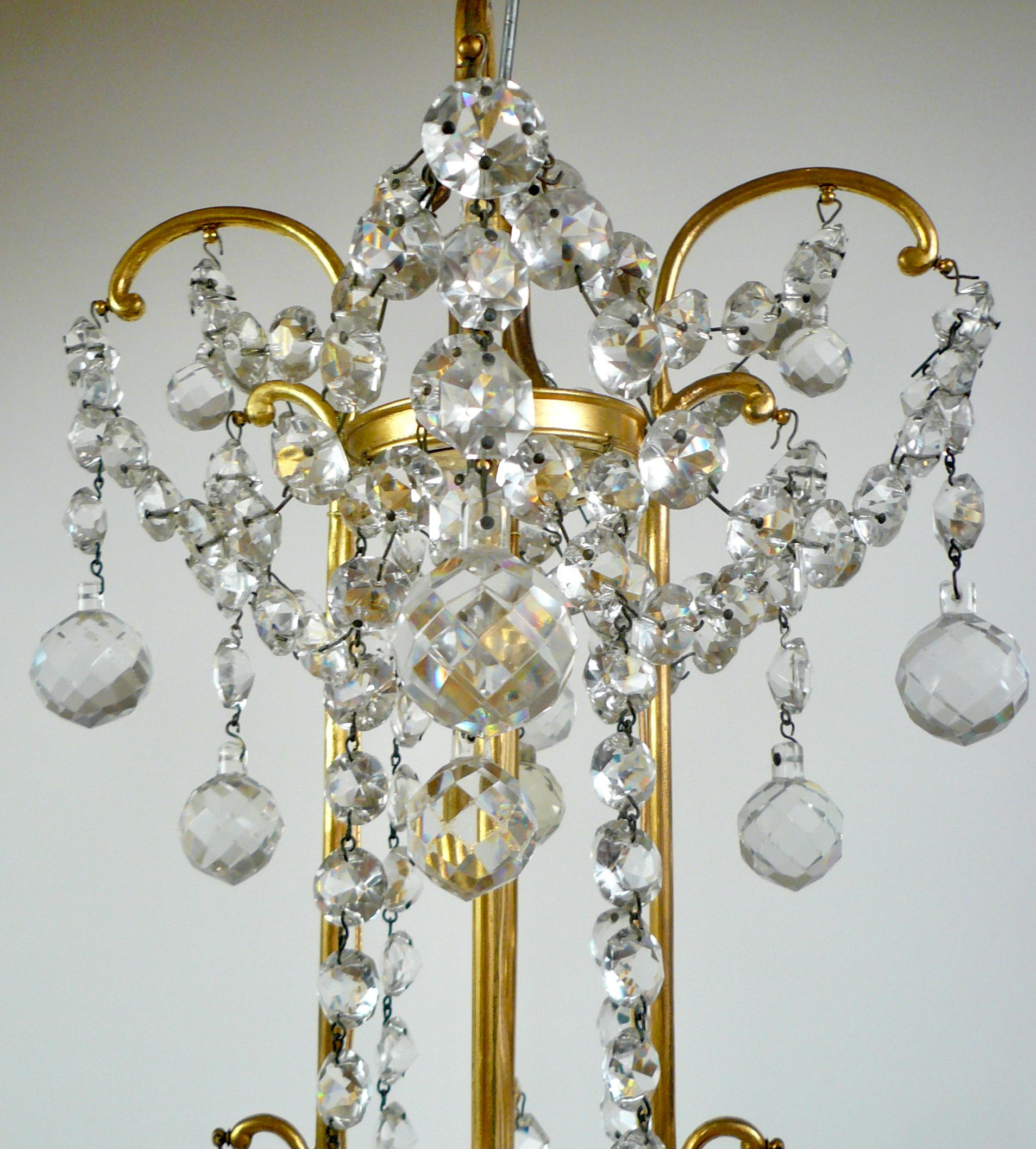 French Signed Baccarat Gilt Bronze and Crystal 12 Light Chandelier, circa 1890 For Sale