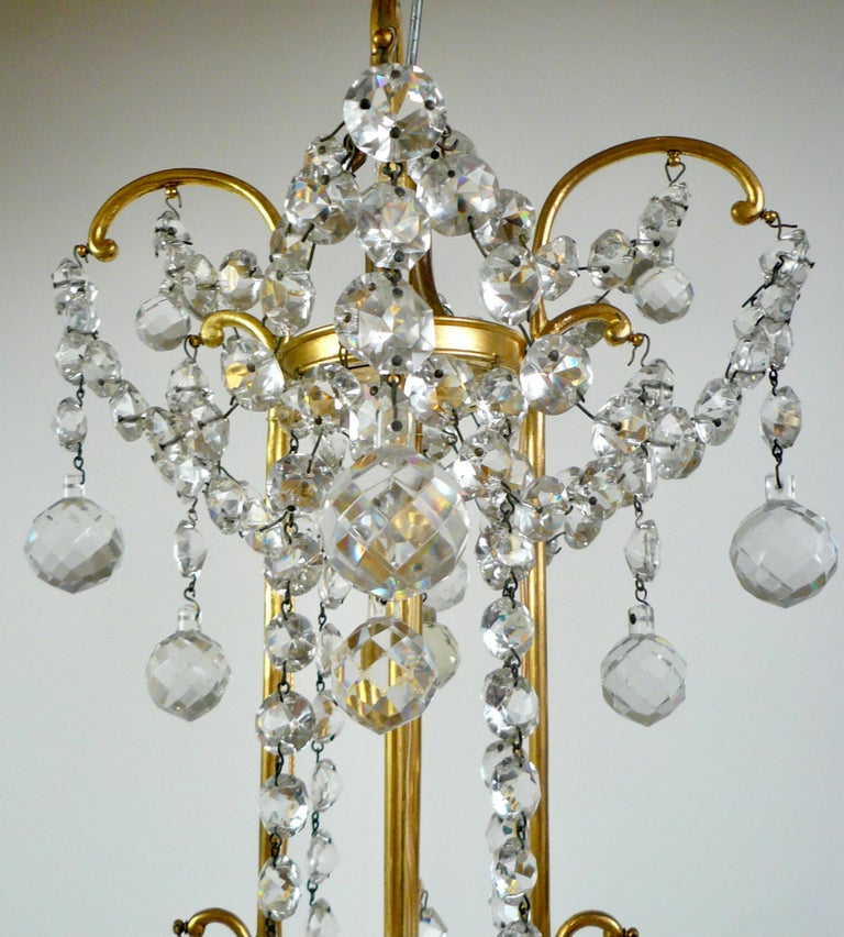 Faceted Signed Baccarat Gilt Bronze and Crystal 12 Light Chandelier, circa 1890 For Sale