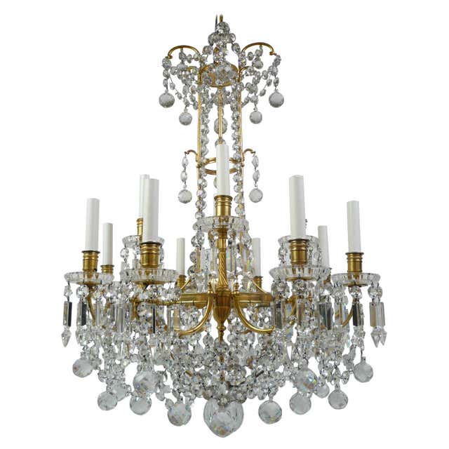 Russian Neoclassical or Baltic Style Bronze and Crystal Chandelier For ...