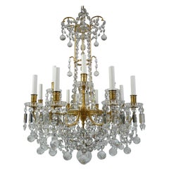 Signed Baccarat Gilt Bronze and Crystal 12 Light Chandelier, circa 1890