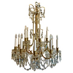 Lámpara de cristal y bronce dorado firmada por Baccarat