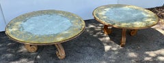 Signed Baker Furniture Verre Eglomisé pair of tables