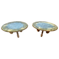 Coppia di tavoli firmati Baker Furniture Verre Eglomisé
