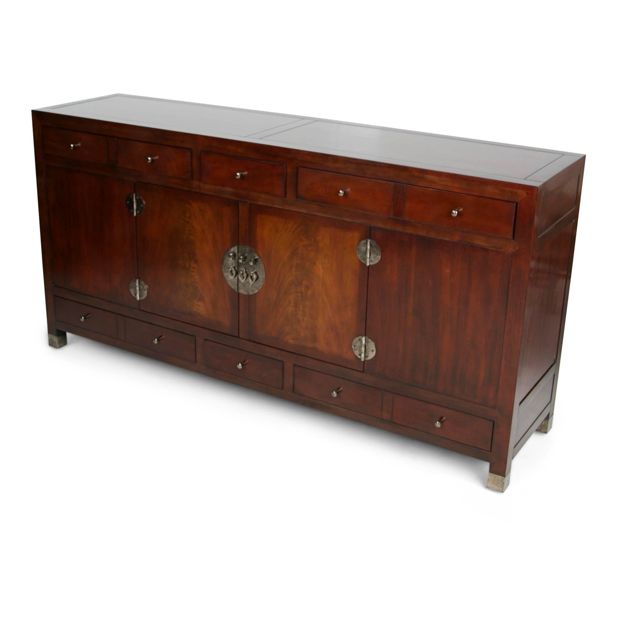 Mid-Century Modern Signed Baker Milling Road Mahogany Ming Sideboard with Hidden Compartments