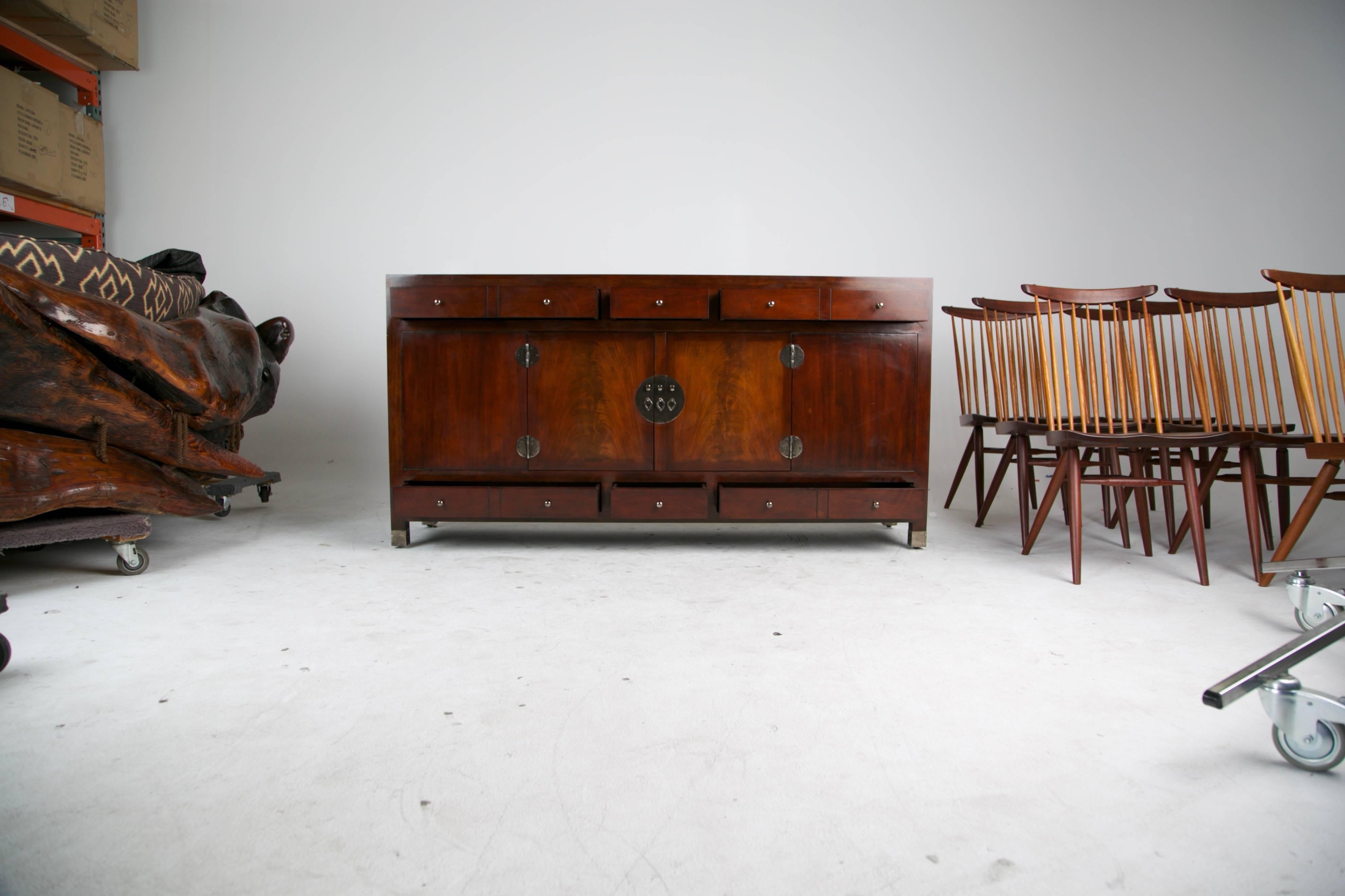 20th Century Signed Baker Milling Road Mahogany Ming Sideboard with Hidden Compartments