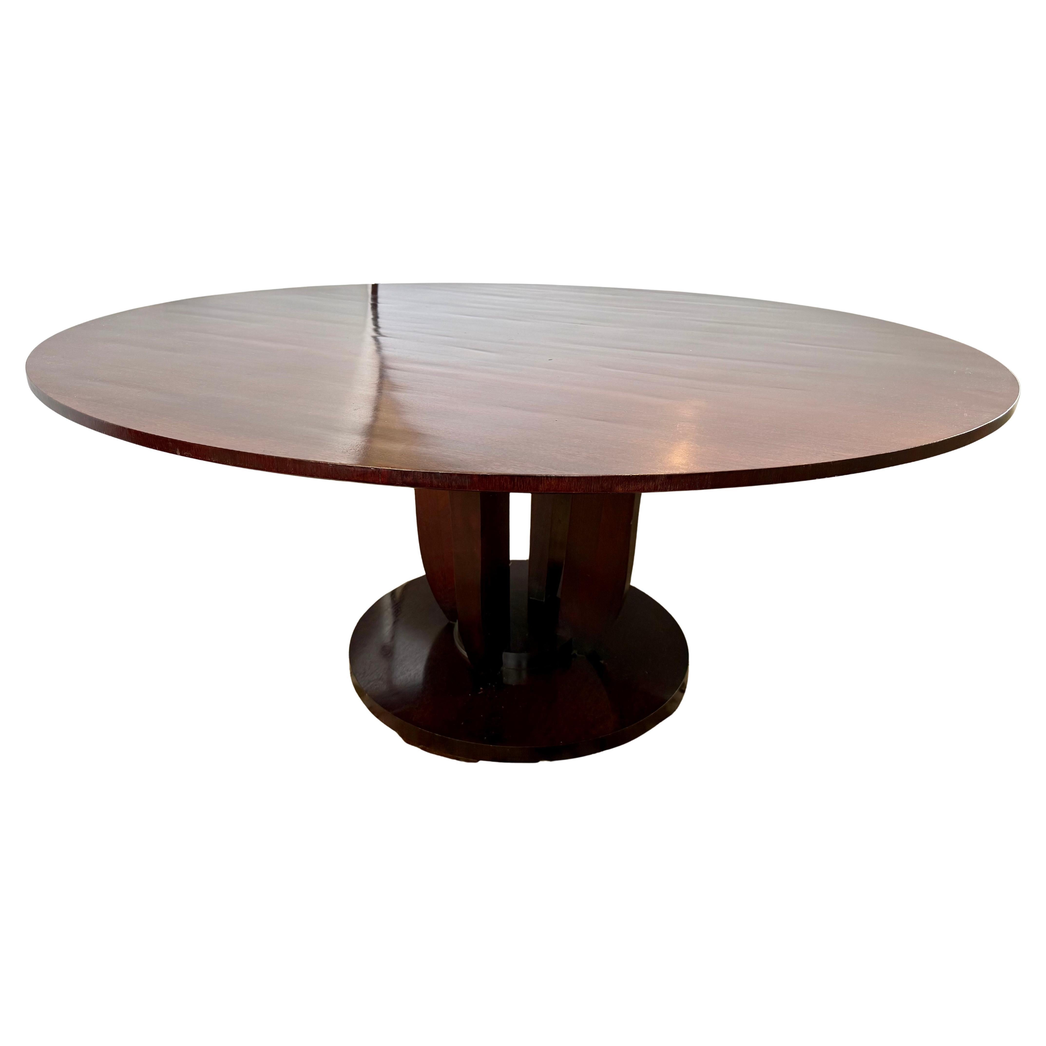 Table de salle à manger ronde en acajou signée Barbara Barry pour Baker Furniture