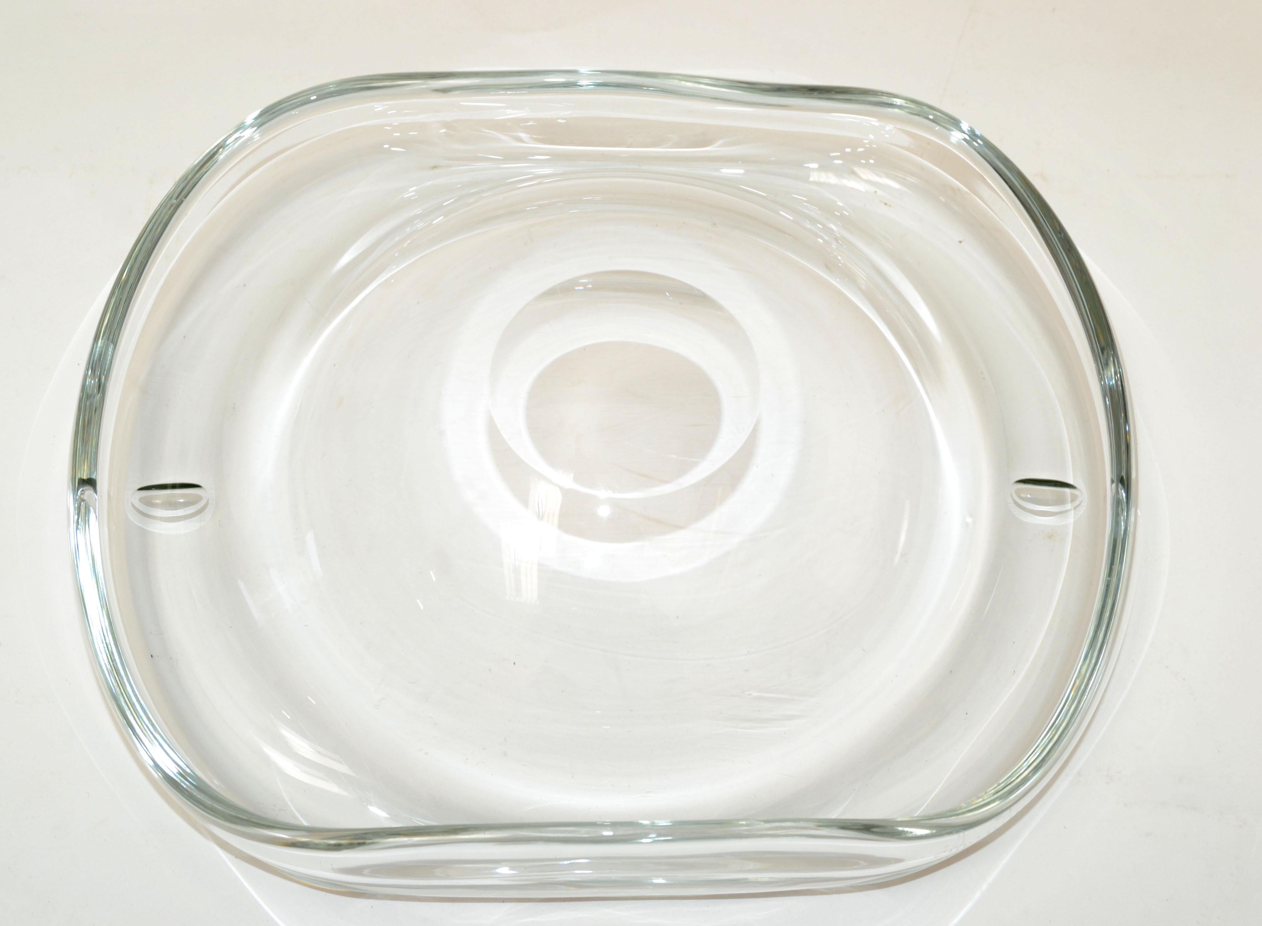 Cuenco de cristal artístico transparente soplado de Murano de forma libre firmado Barbini, Catchall Italia en Bueno estado para la venta en Miami, FL