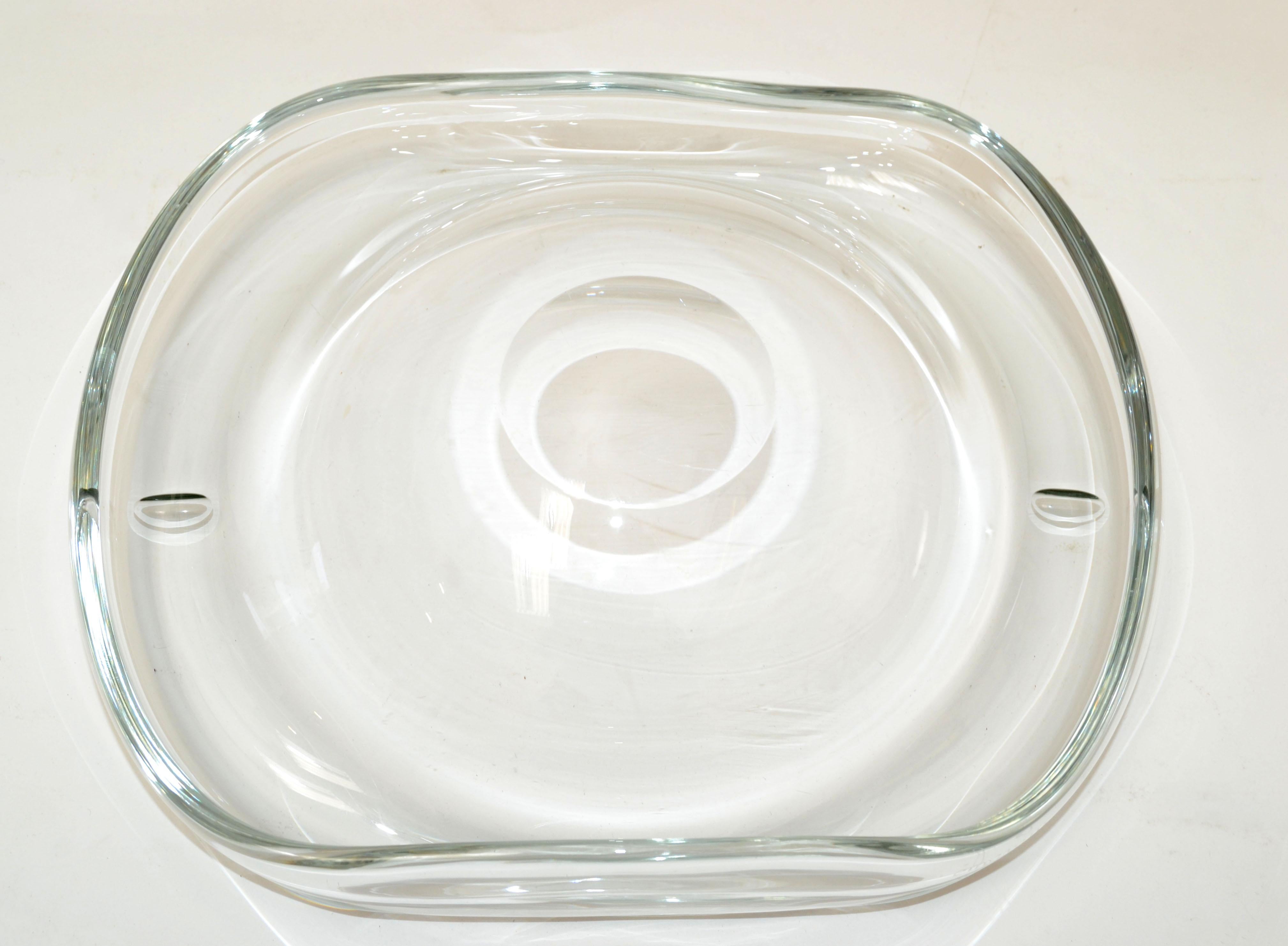 Signed Barbini Murano Freeform Blown Transparent Art Glass Bowl, Catchall Italy In Good Condition For Sale In Miami, FL