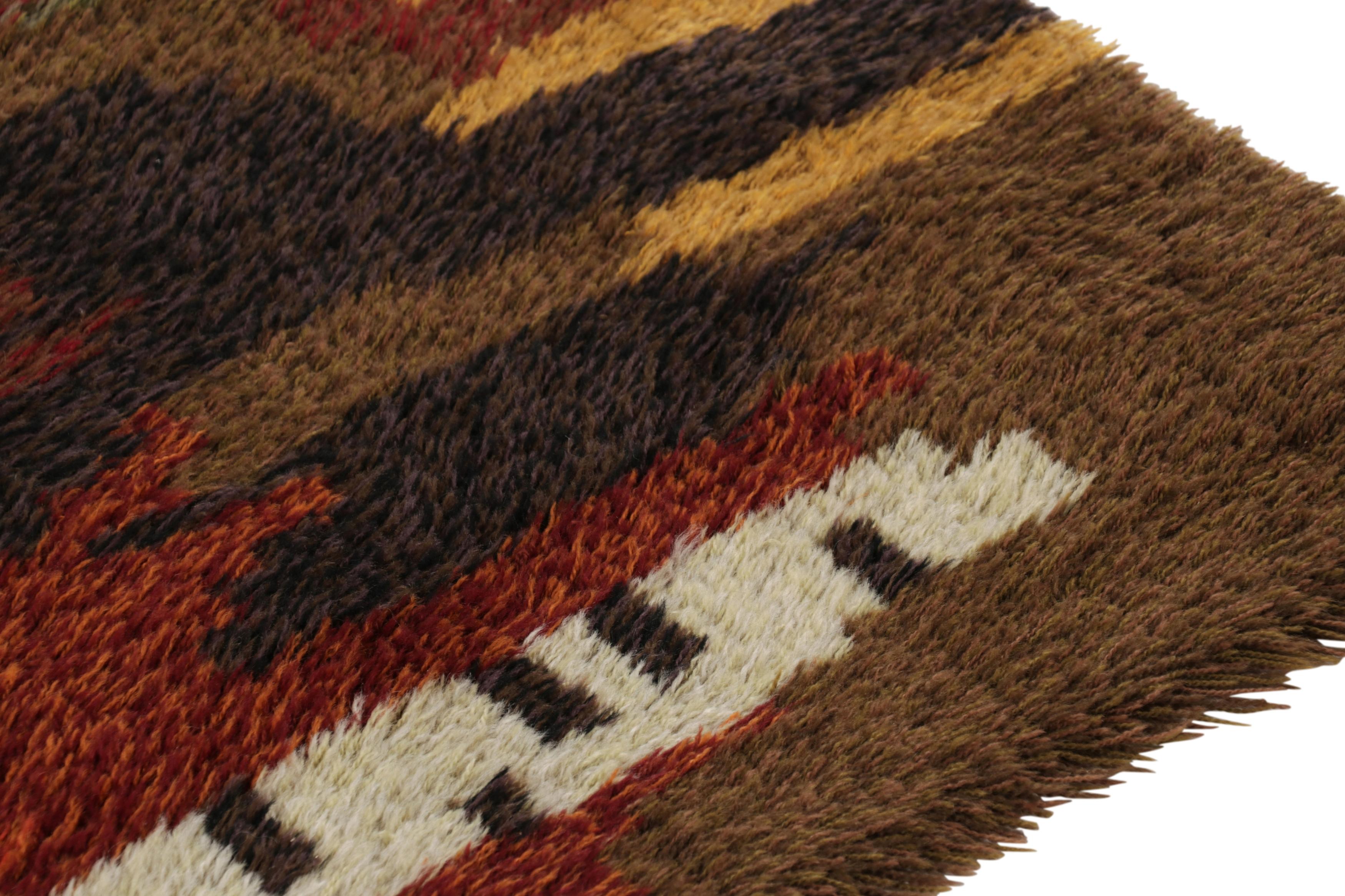 Hand-Knotted Signed Barbro Nilsson Antique Swedish Textile, Red Scandinavian - Rug & Kilim For Sale