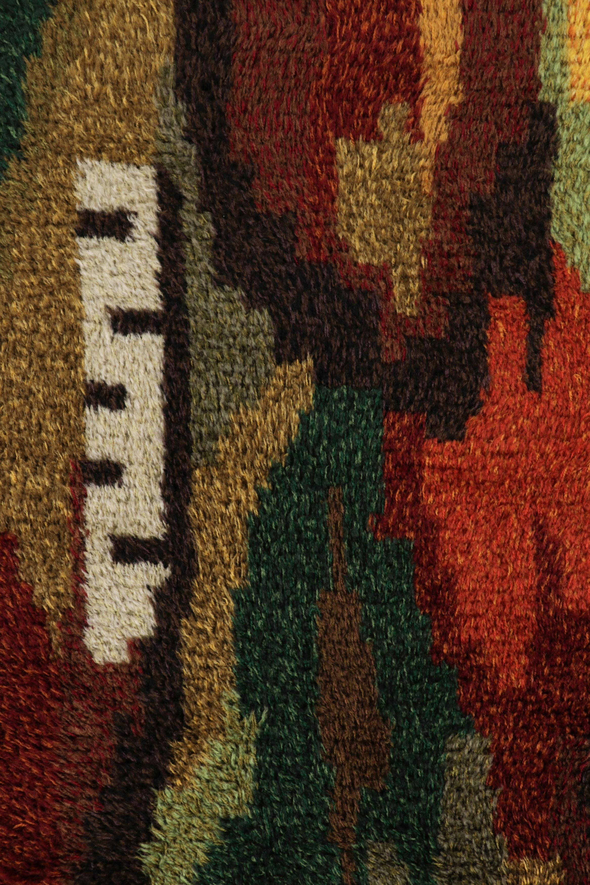 Mid-20th Century Signed Barbro Nilsson Antique Swedish Textile, Red Scandinavian - Rug & Kilim For Sale