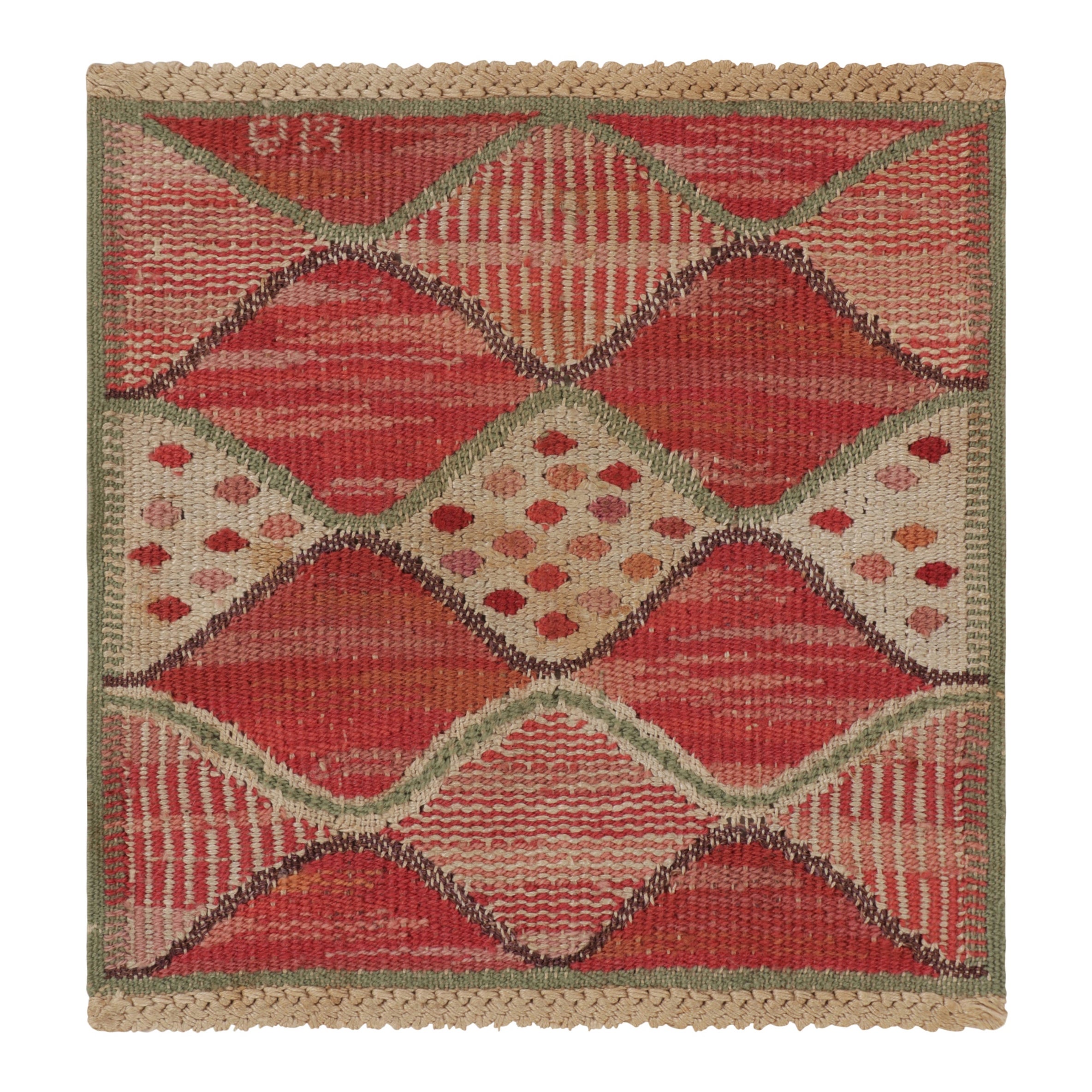 Signed Barbro Nilsson Antique Swedish Textile, Red Scandinavian - Rug & Kilim