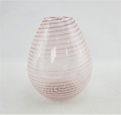 Signed Barovier & Toso Mid-Century Murano Art Glass Candy Cane Ribbon Vase