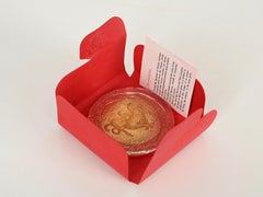 Signed Barovier & Toso Murano Gold Crystal Glass Shaped Paperweight, Italy 1950s