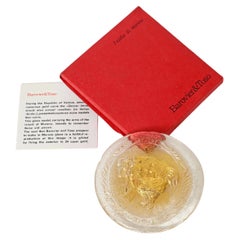 Signed Barovier & Toso Murano Gold Crystal Glass Shaped Paperweight, Italy 1950s