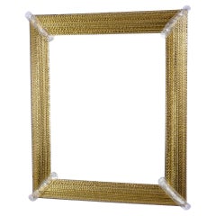 Signed Barovier & Toso Venetian Murano Glass Mirror with Gold Infused Frame