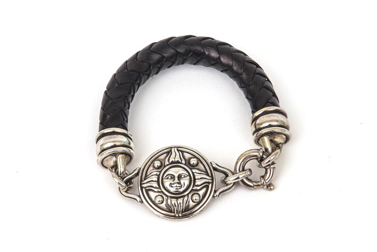 Sterling Silver Paisley on Leather Cord Bracelet - Prince Dimitri Jewellery