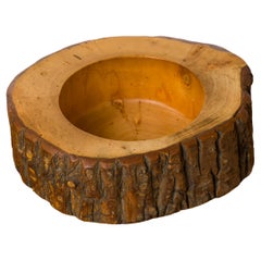 Signed Beech Trunk Section Catch-All by Sowe Konst - Sweden 1970's