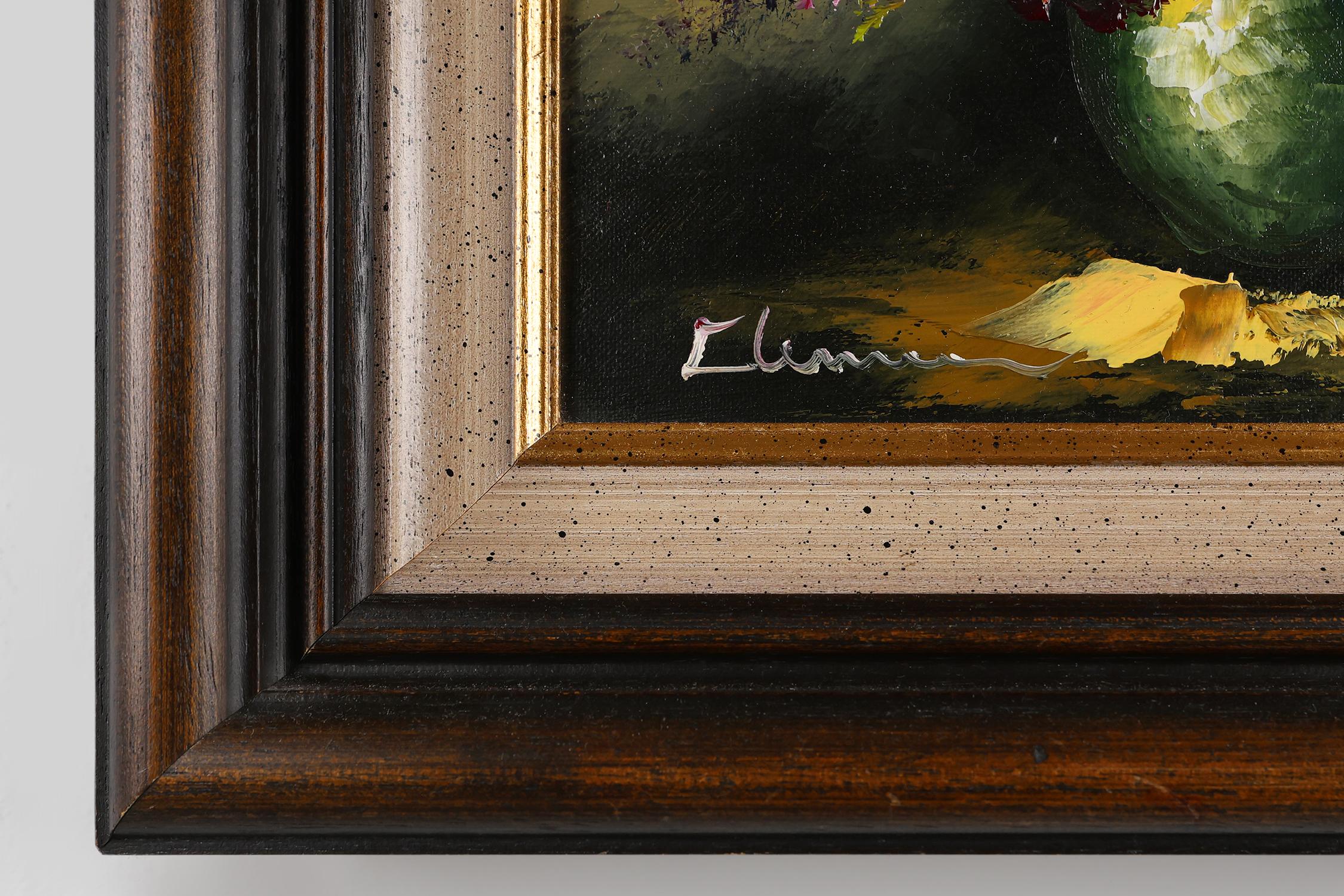 Mid-Century Modern Signed Belgian painting of a still life with a bouquet of flowers, ca. 1950 For Sale