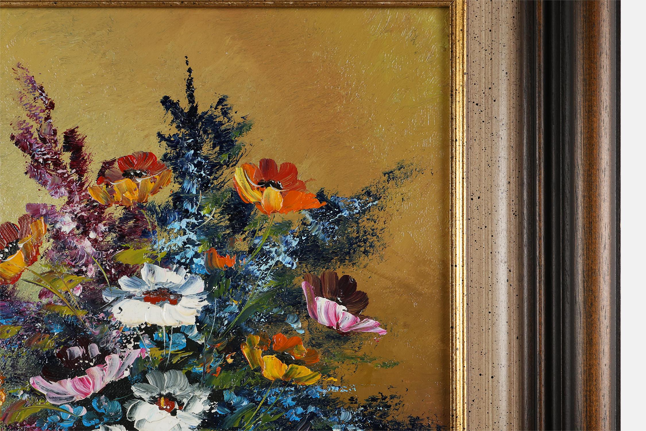 Signed Belgian painting of a still life with a bouquet of flowers, ca. 1950 In Good Condition For Sale In Meulebeke, BE
