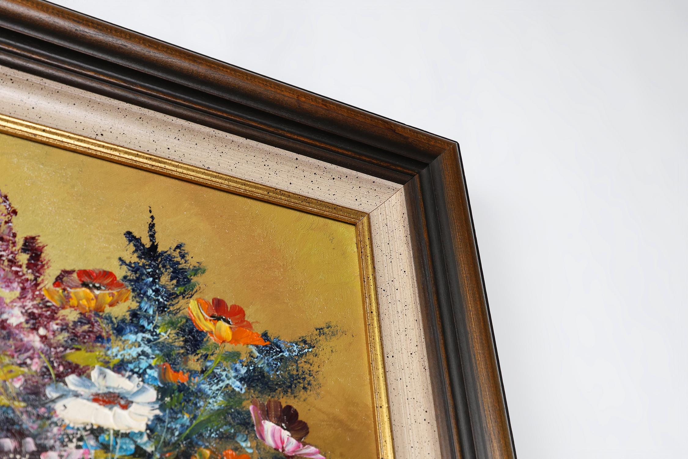 Signed Belgian painting of a still life with a bouquet of flowers, ca. 1950 For Sale 1