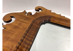 Signed Bench Made Diminutive Tiger Maple Chippendale Style Wall Mirror