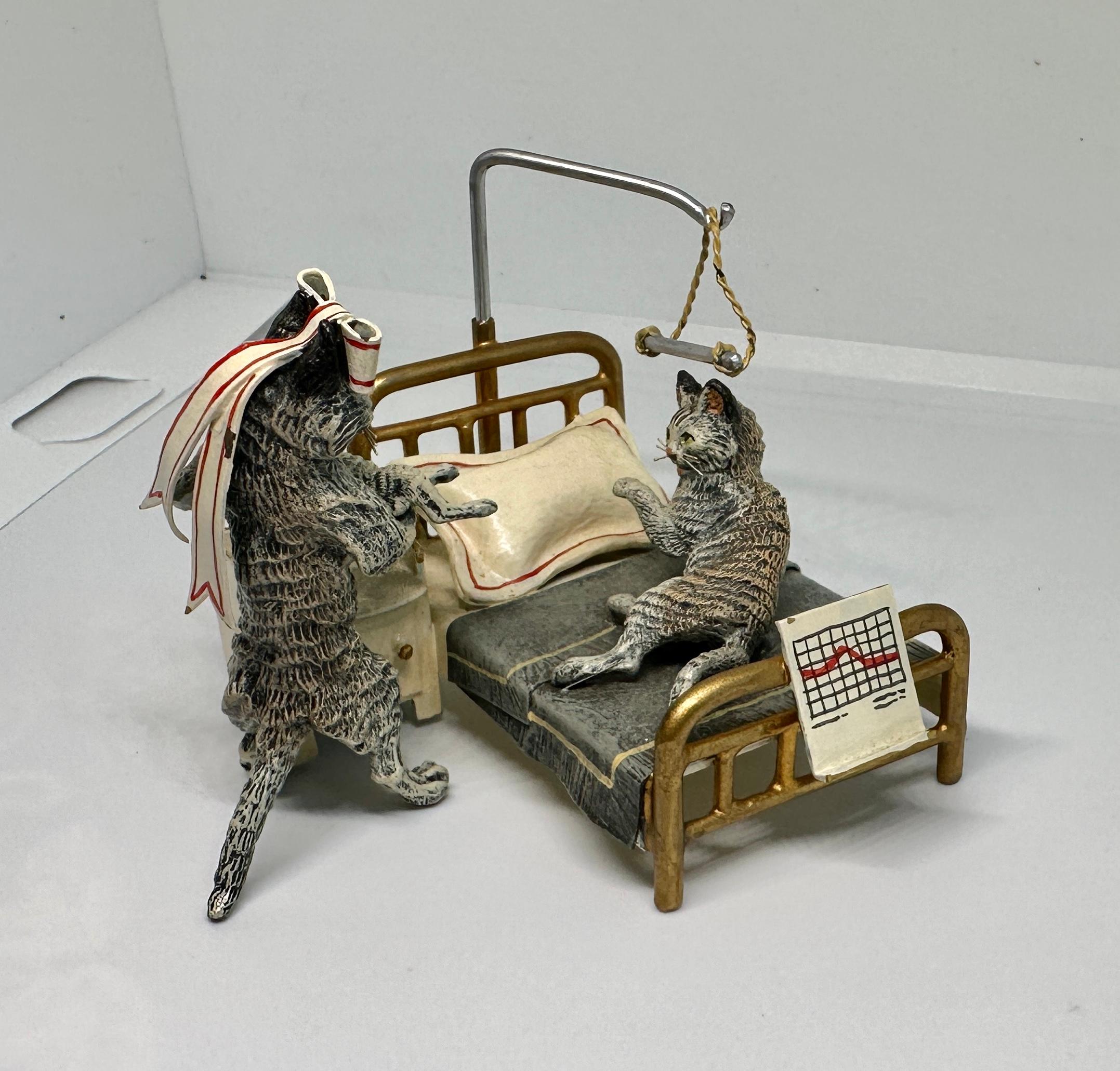 Signierte Bergmann Katze Krankenschwester liefert neugeborenes Kätzchen Seltene österreichische Vienna Bronze im Angebot 6