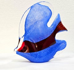 Signed, Blown Art Glass Fish Sculpture by Josef Marcolin
