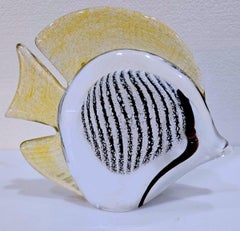 Signed Blown Glass Fish Sculpture Josef Marcolin, w/original label