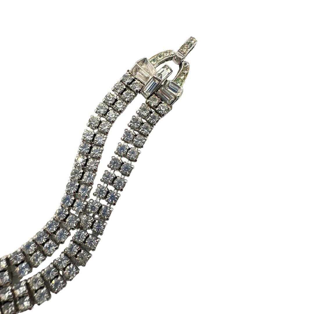 Women's Signed Boucher Art Deco Rhinestone Choker Necklace – Adjustable Size For Sale