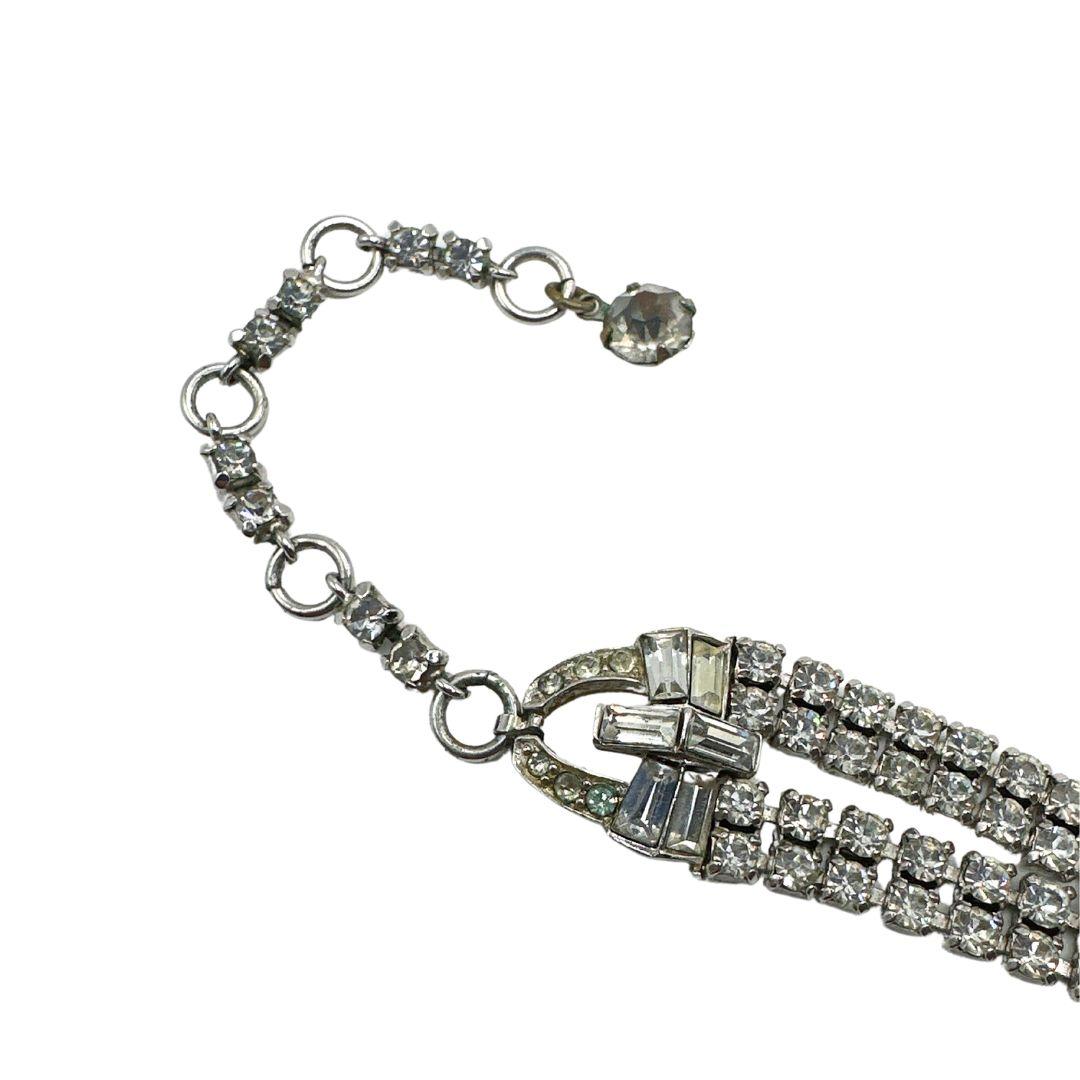 Signed Boucher Art Deco Rhinestone Choker Necklace – Adjustable Size For Sale 1