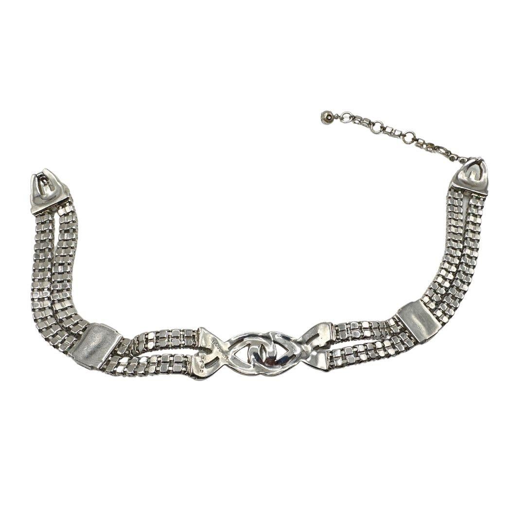 Signed Boucher Art Deco Rhinestone Choker Necklace – Adjustable Size For Sale 2