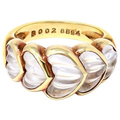Boucheron Carved Rock Crystal Hearts Ring in 18 Karat