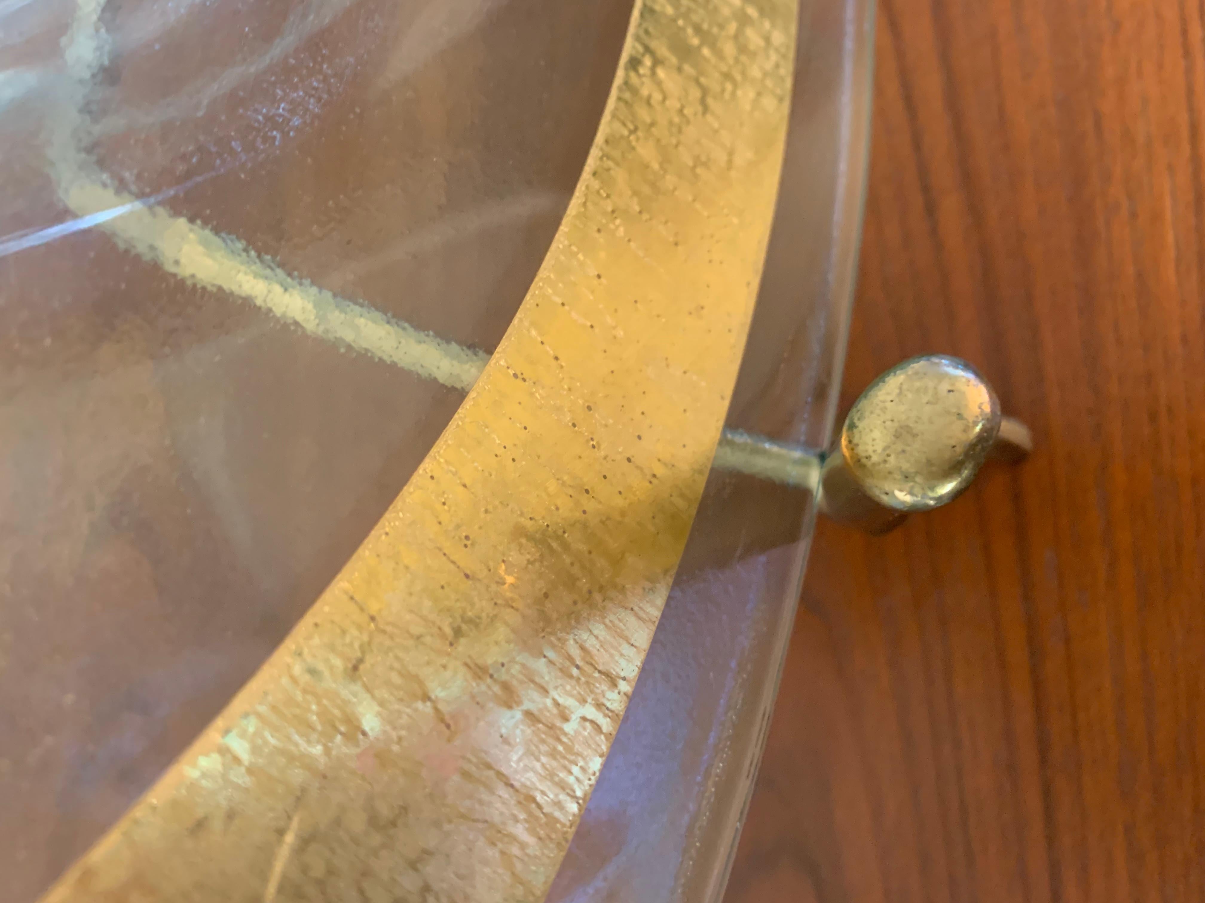 Signed Brass and Glass Platter with Stand For Sale 4