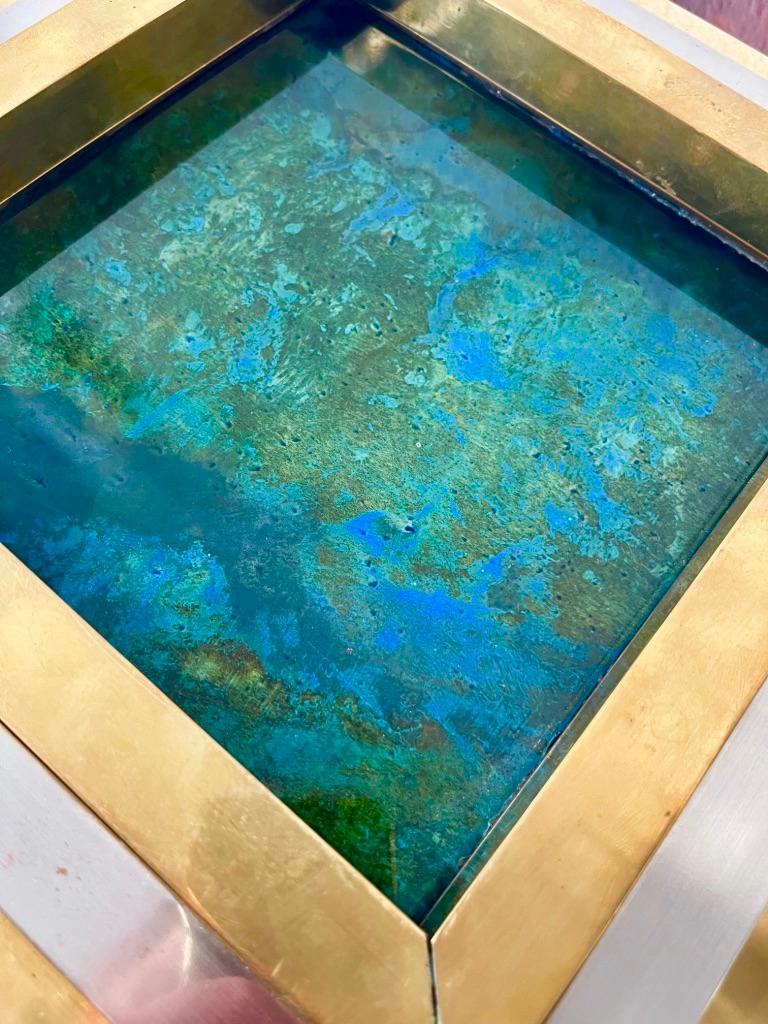 Signed Brass, Chrome & Decorative Glass Stacking Trays by Romeo Rega, 1970s For Sale 7
