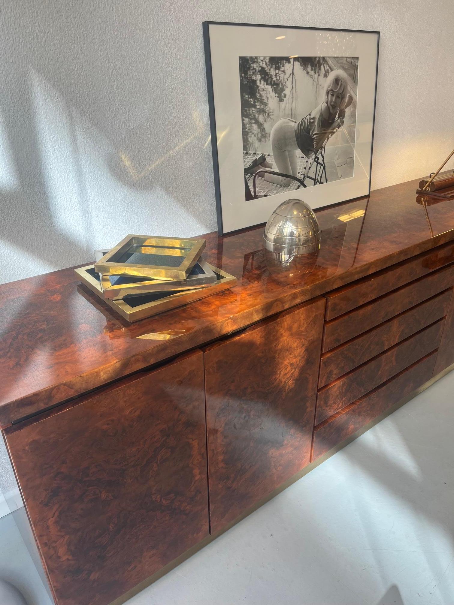 Signed Brass, Chrome & Decorative Glass Stacking Trays by Romeo Rega, 1970s For Sale 8