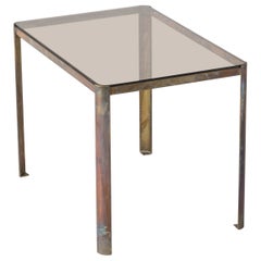 Signed Broncz Solid Bronze Side Table for Malabert, France 1970
s