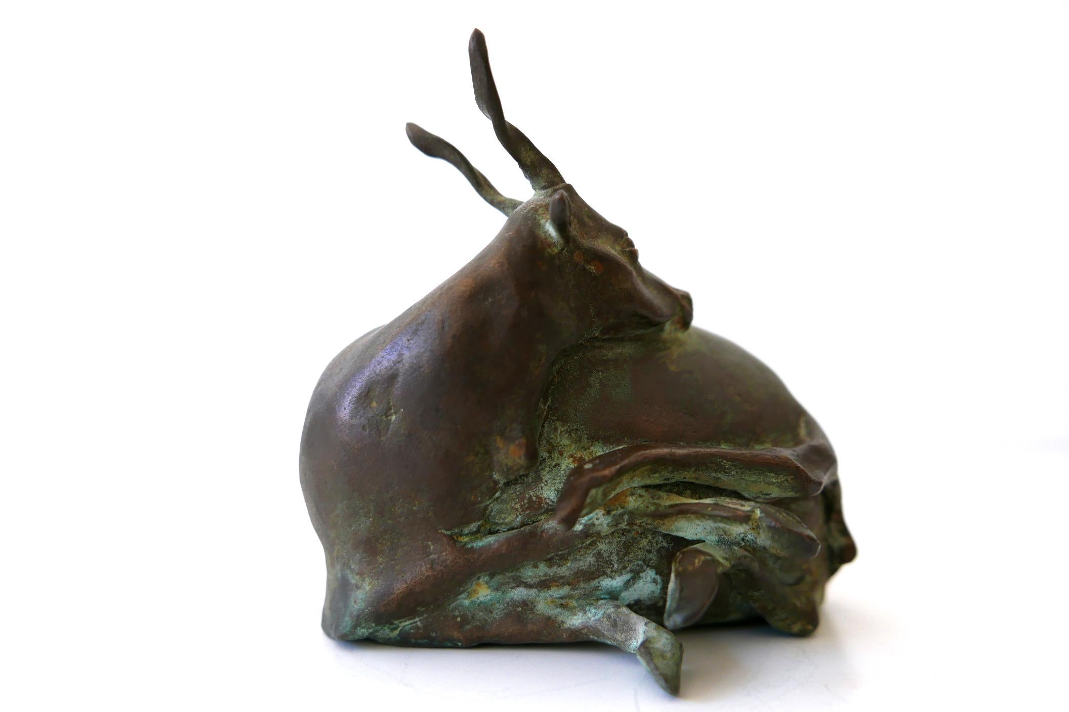 Signed Bronze Antelope by German Artist Harro Frey In Good Condition In Munich, DE