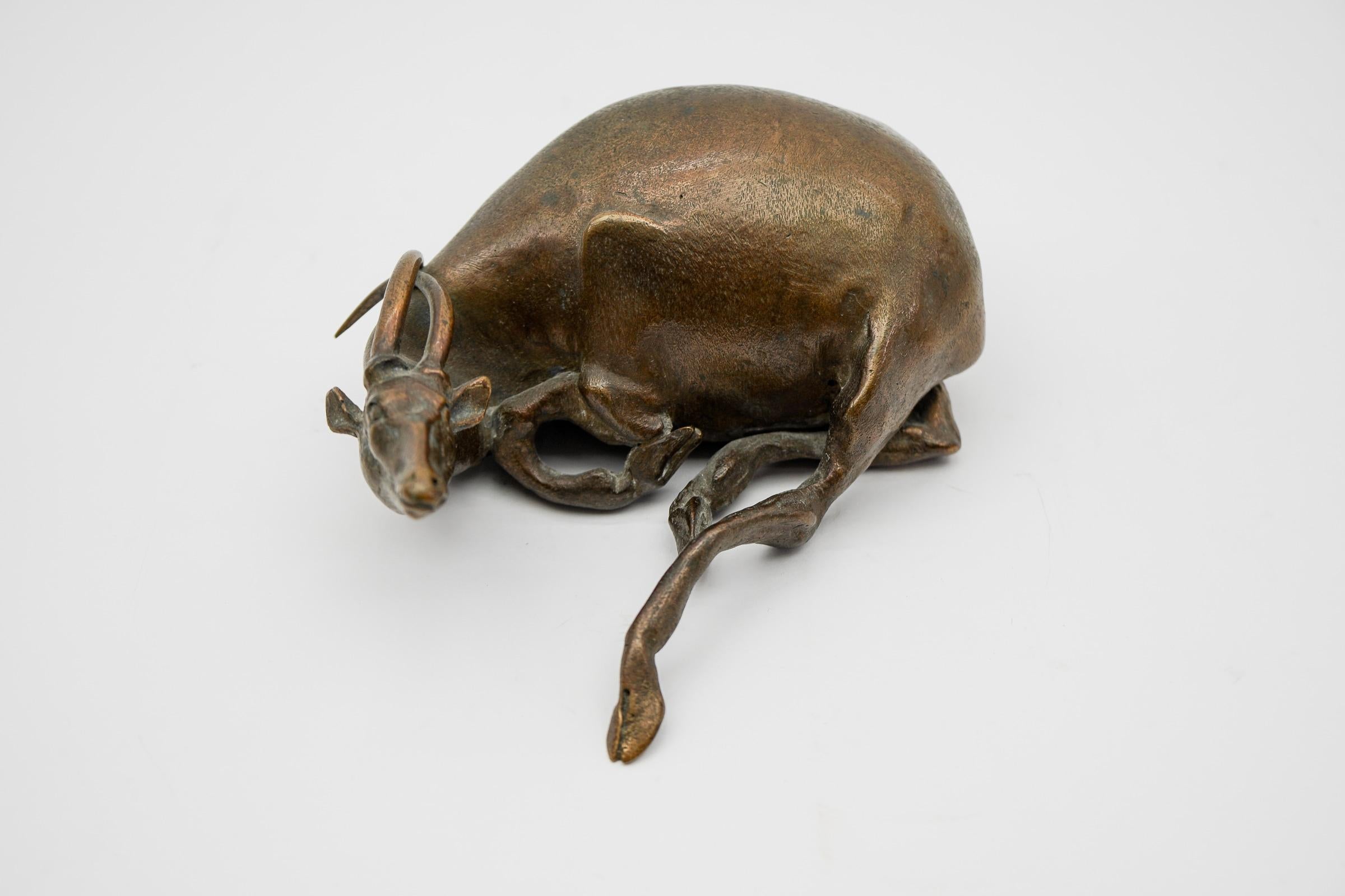 Signed Bronze Antelope by German Artist Harro Frey In Good Condition For Sale In Nürnberg, Bayern