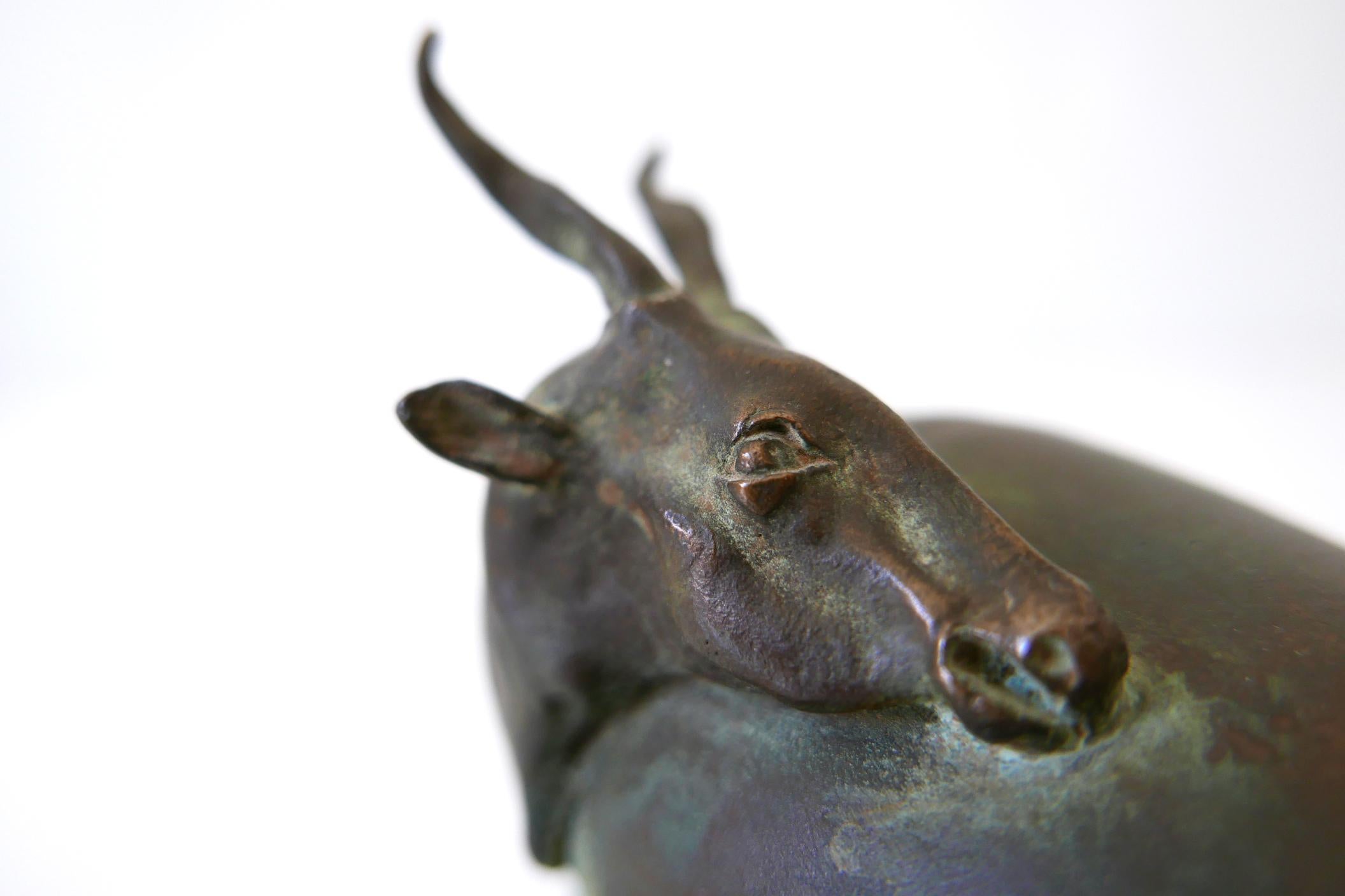 Late 20th Century Signed Bronze Antelope by German Artist Harro Frey