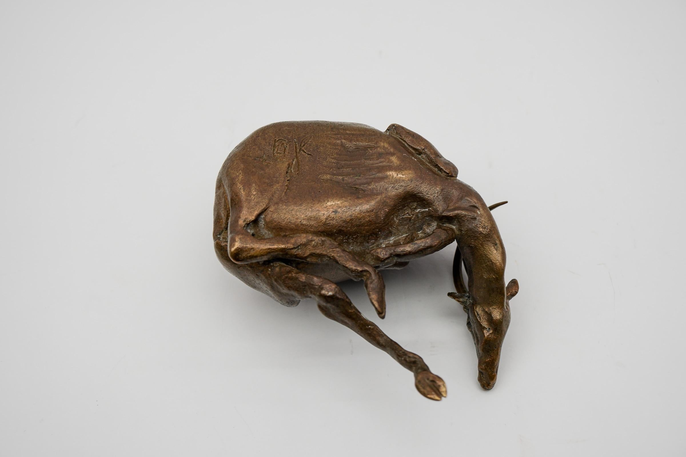 Signierte Antelope aus Bronze des deutschen Künstlers Harro Frey im Zustand „Gut“ im Angebot in Nürnberg, Bayern