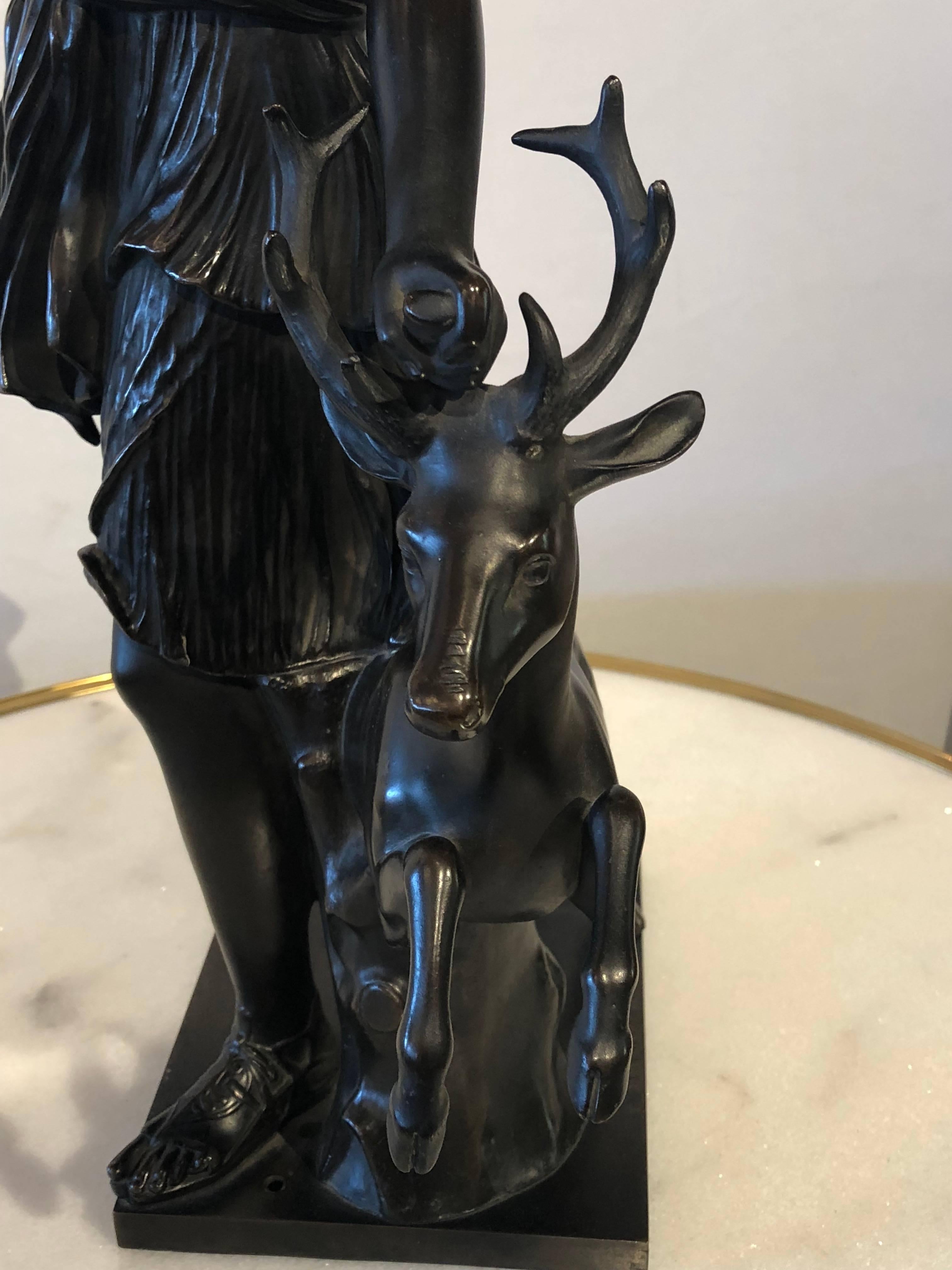 Signed Bronze Bearing F.Barbedienne Foundeur, Diana the Huntress In Good Condition In Stamford, CT