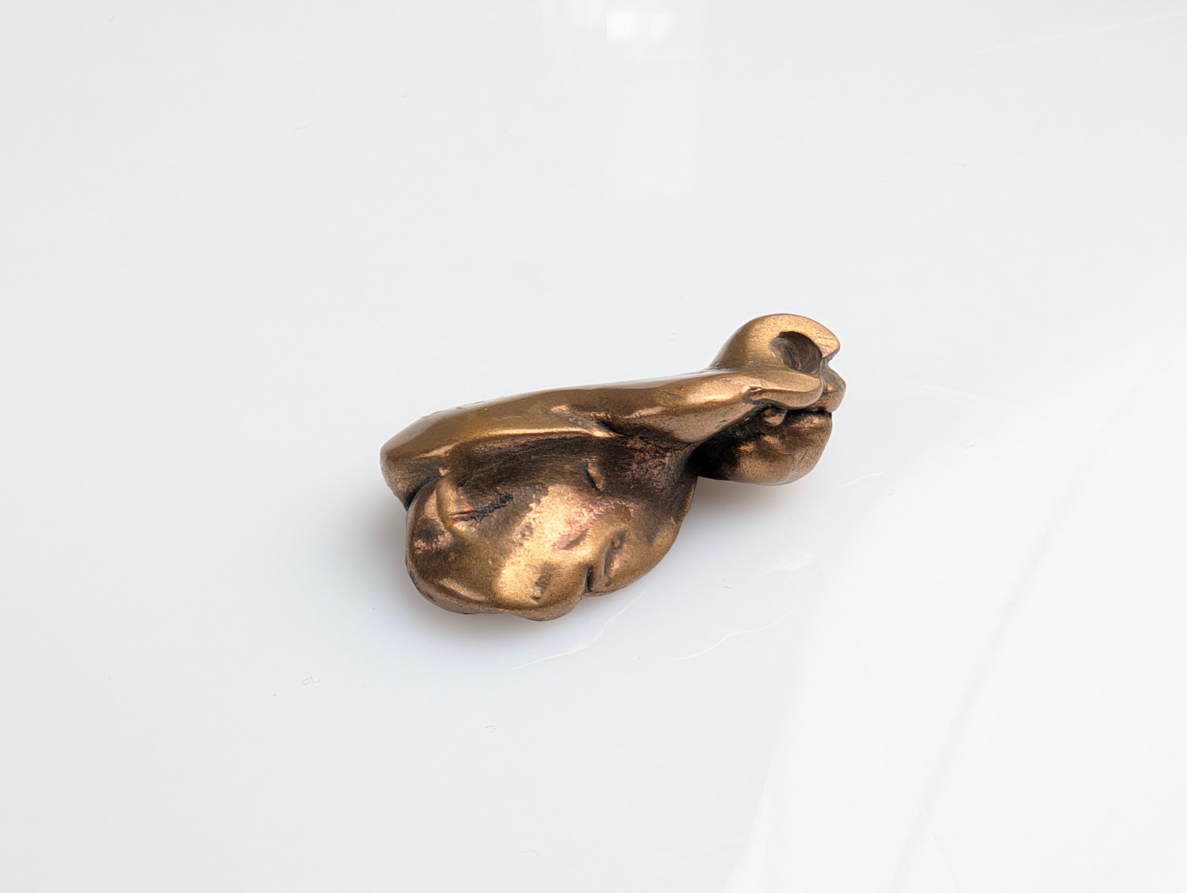 Signed Bronze Brutalist Sculpture Pendant 1970s For Sale 6