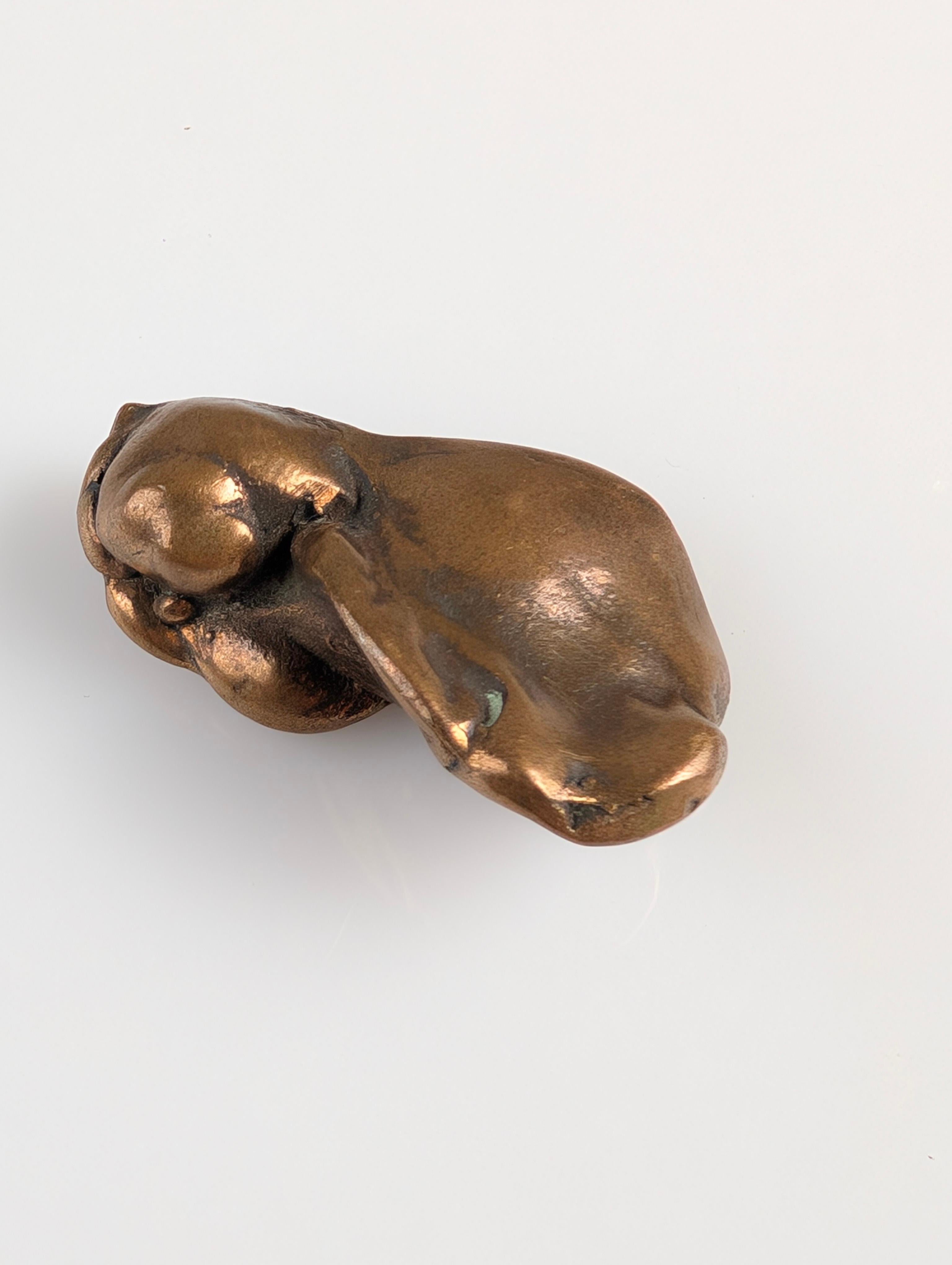 Signed Bronze Brutalist Sculpture Pendant 1970s For Sale 1