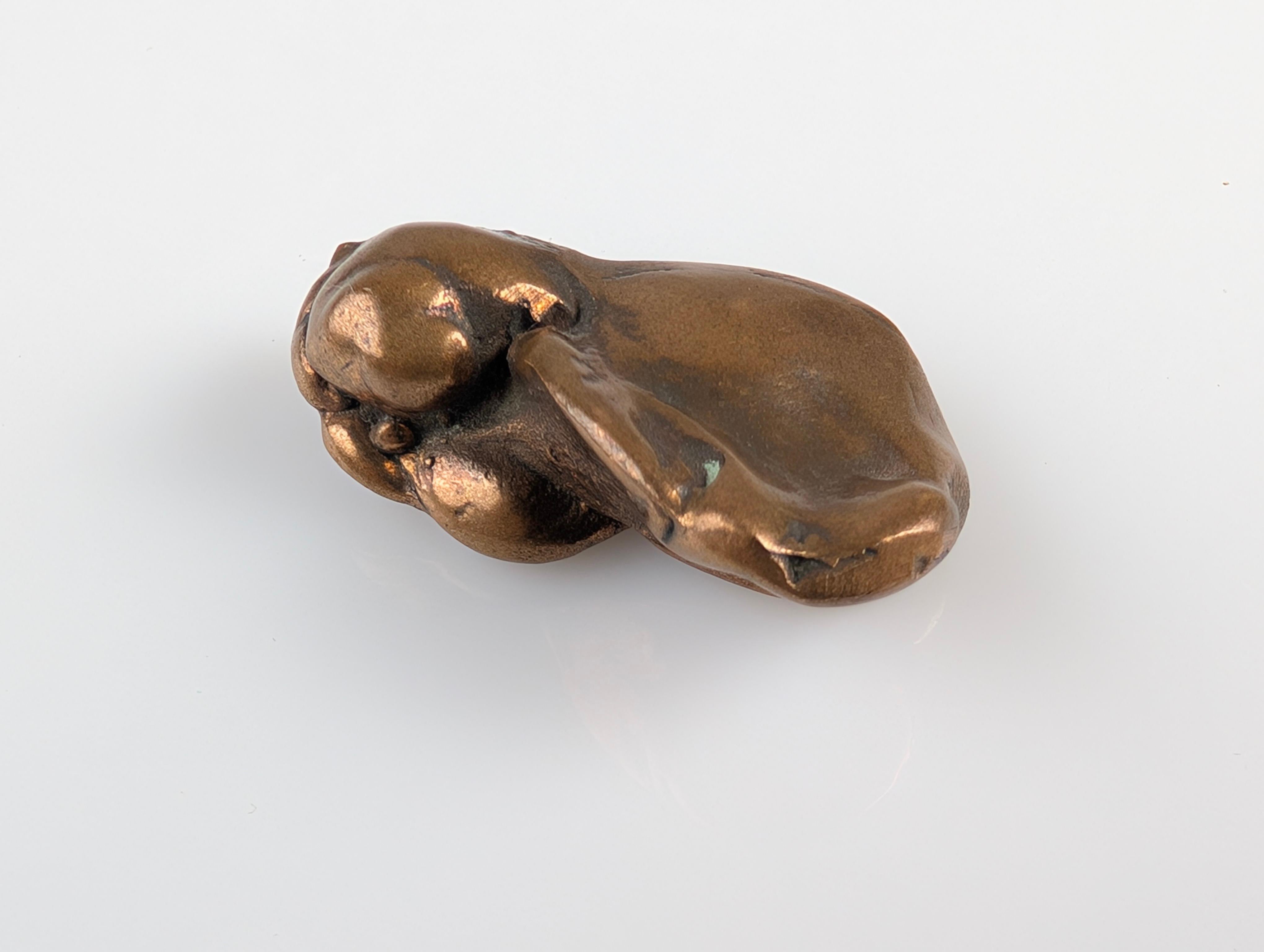 Signed Bronze Brutalist Sculpture Pendant 1970s For Sale 3