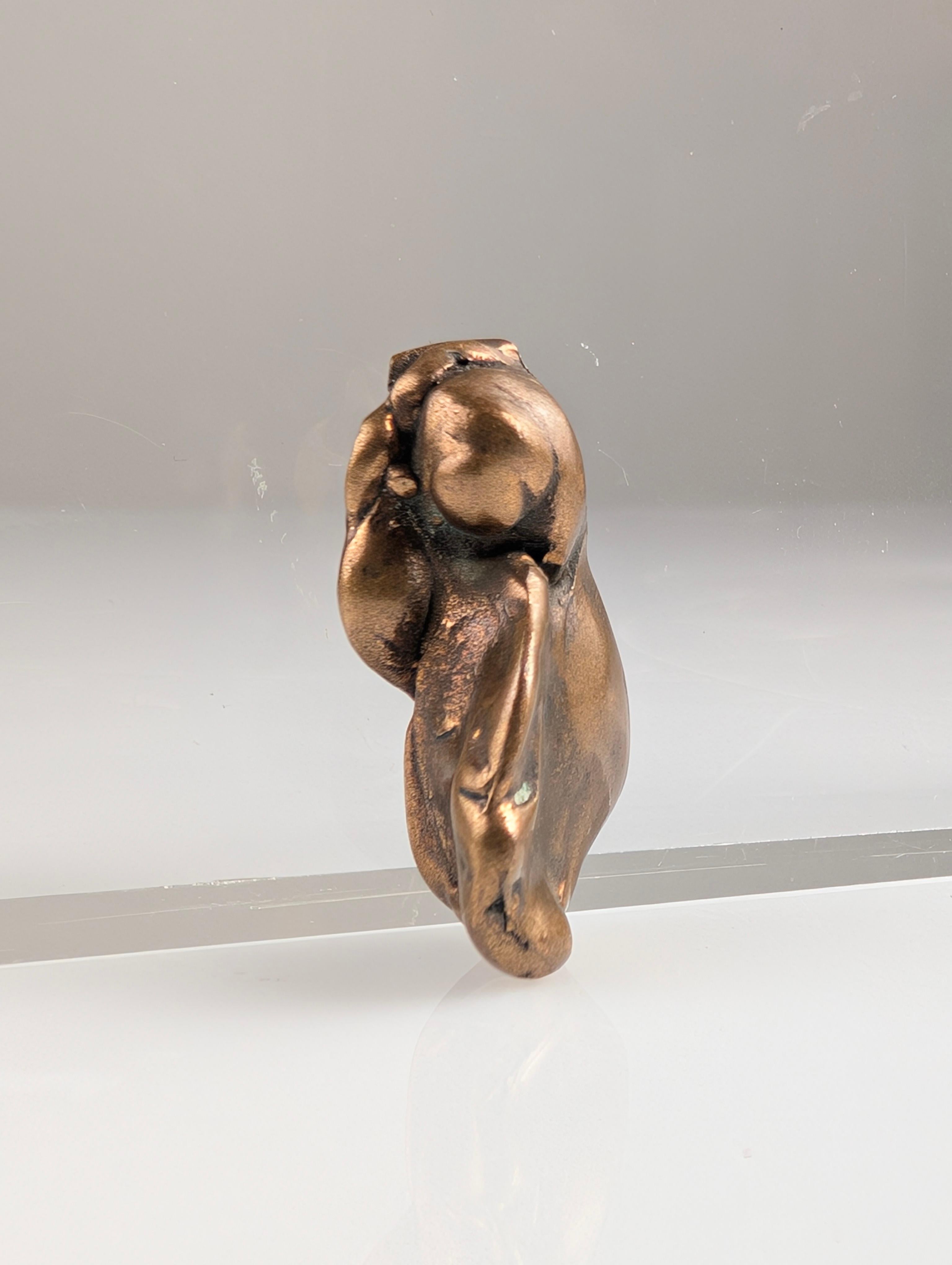 Signed Bronze Brutalist Sculpture Pendant 1970s For Sale 4