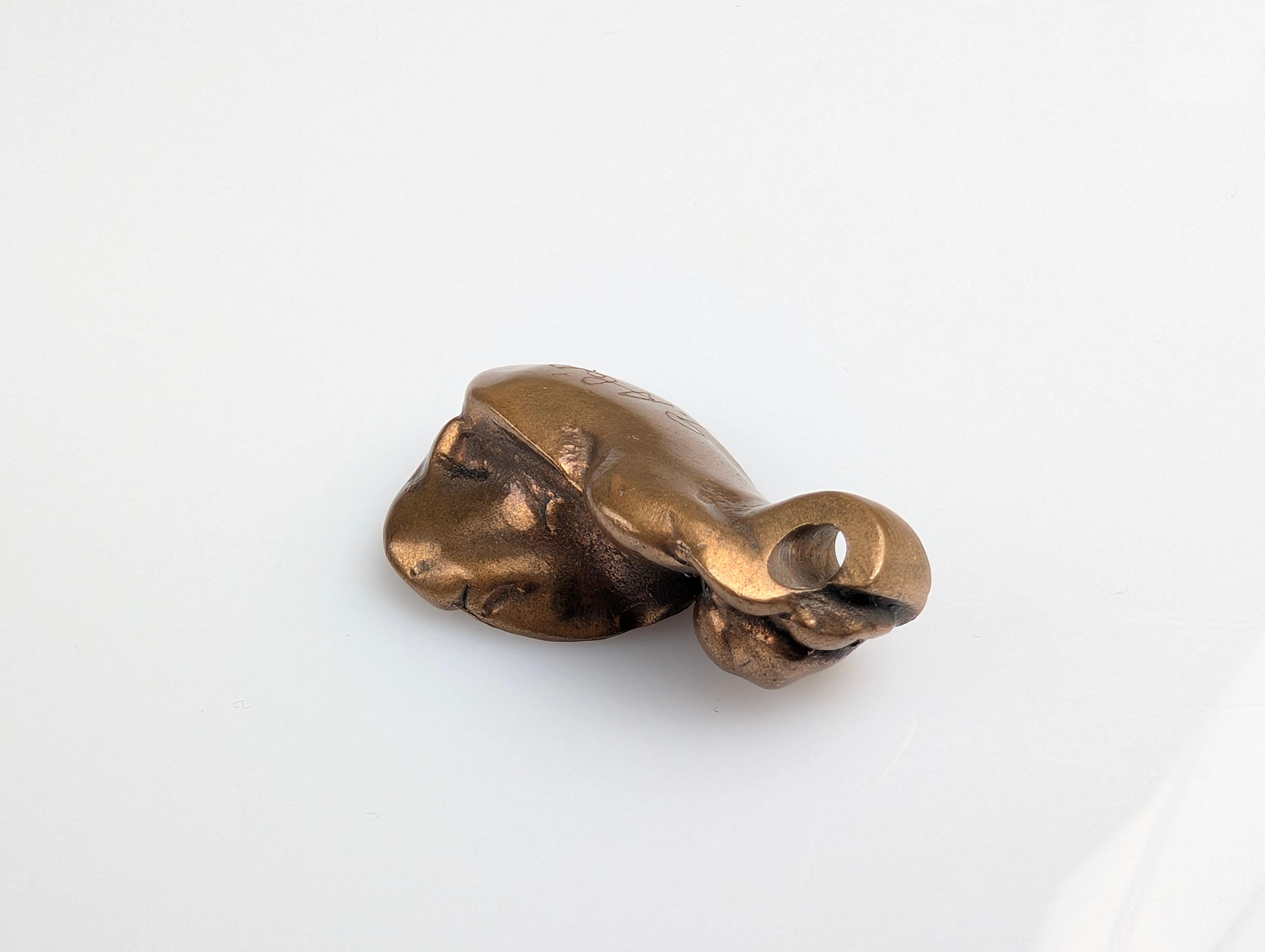 Signed Bronze Brutalist Sculpture Pendant 1970s For Sale 5