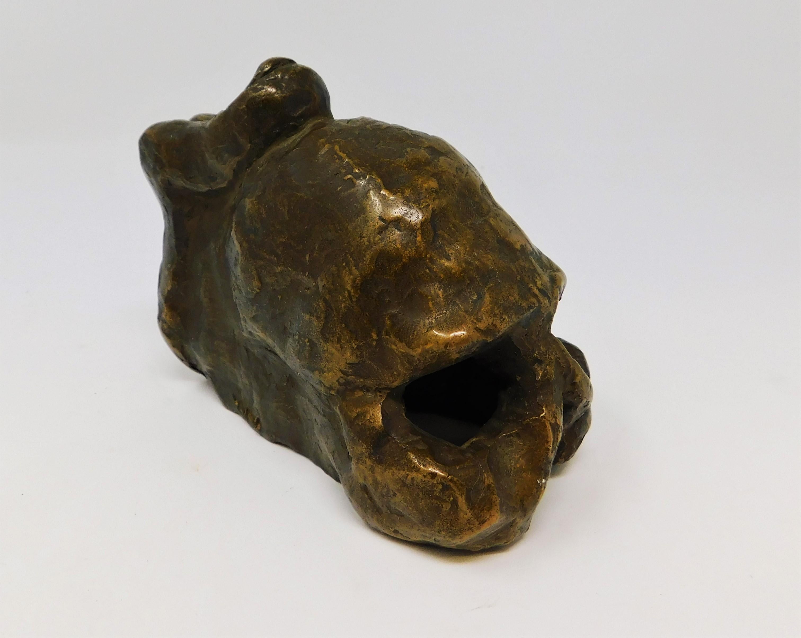 Canadian Signed Bronze Brutalist Skull Sculpture